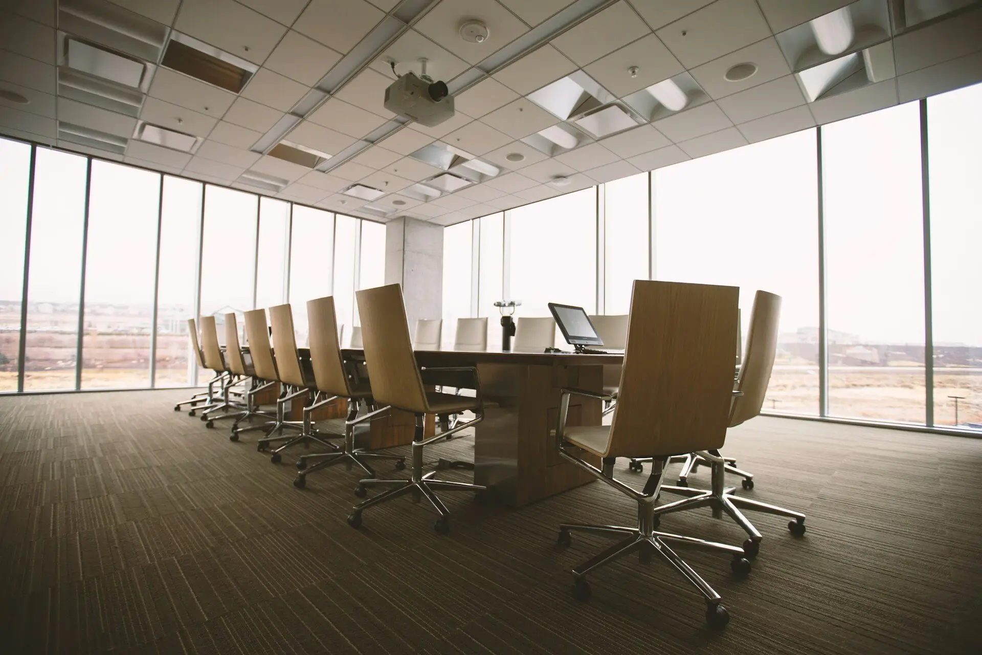 Empty boardroom, ready for the next session